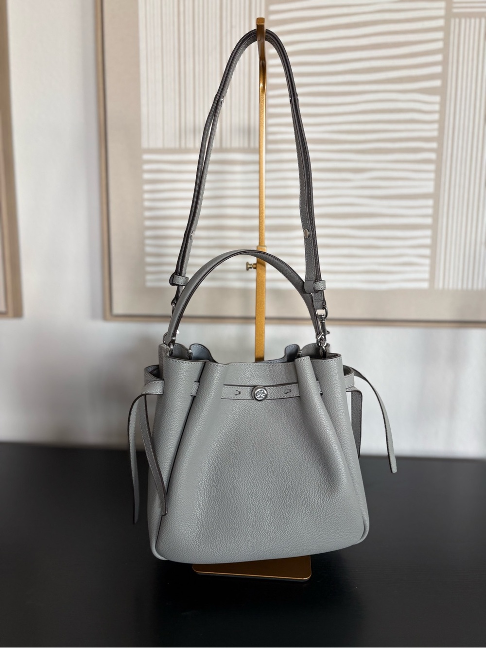 Tory Burch Romy Pebble Leather Bucket Bag